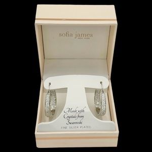 SOFIA JAMES CLEAR CRYSTALS SWAROVSKI EARRINGS WIRE HOOPS